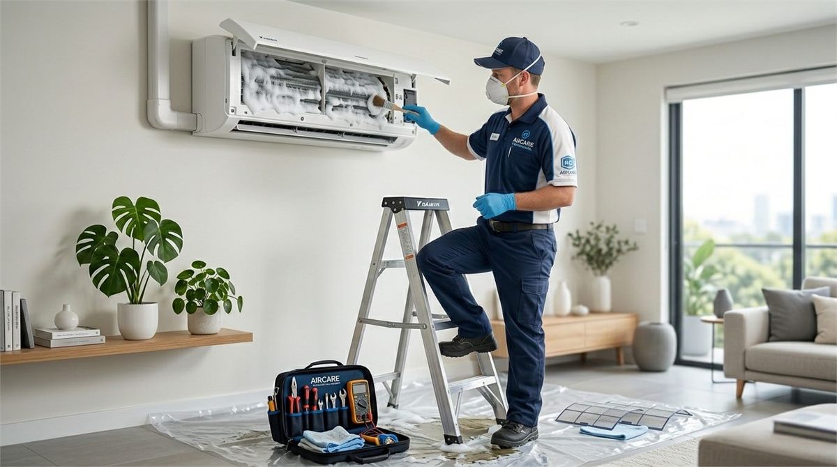 Deep Foam Jet AC Wash Service in Indian Home Hyderabad